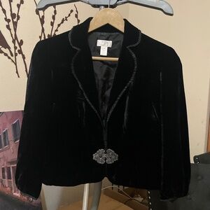 Ann Taylor black velvet cropped blazer
